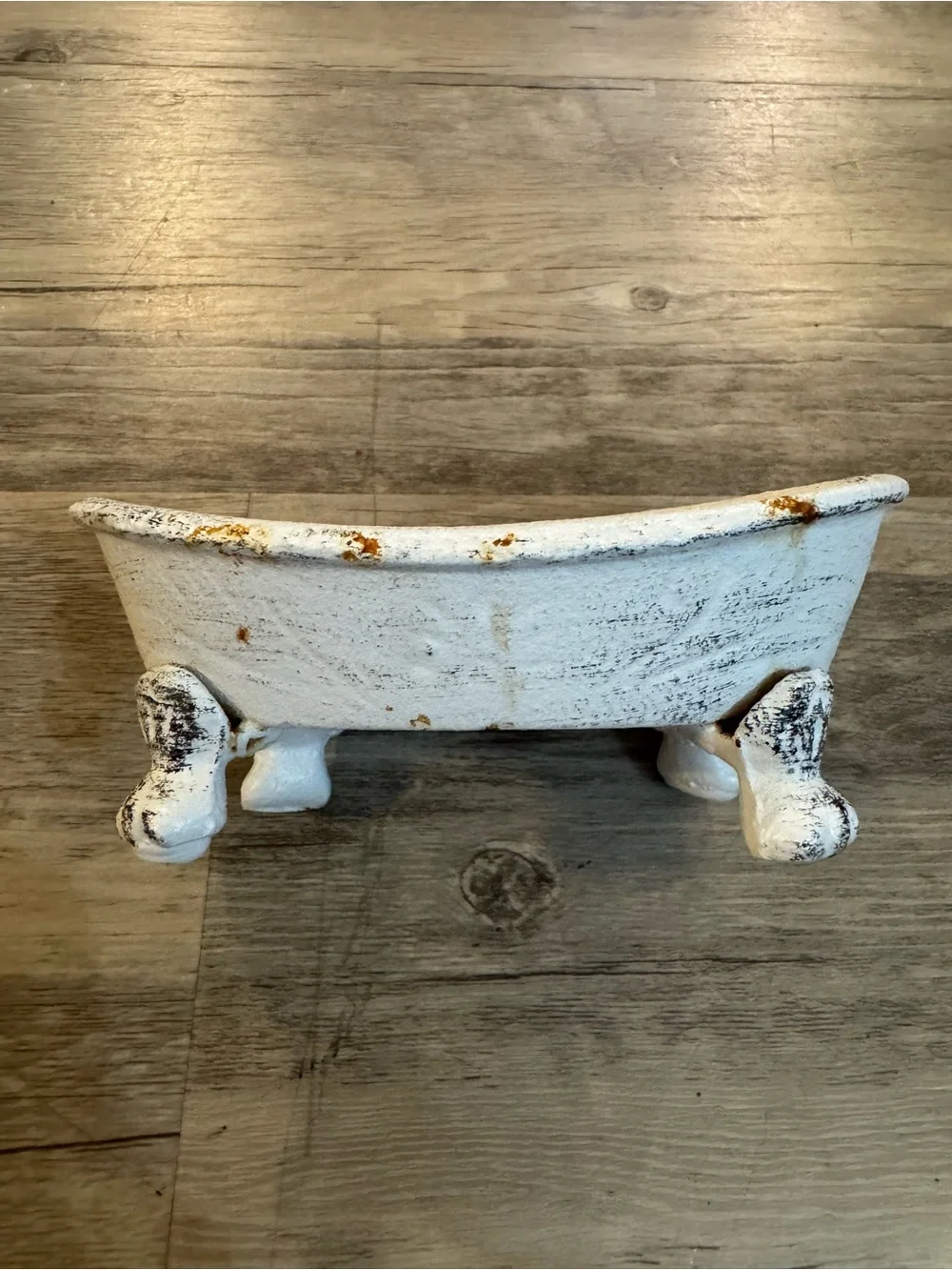 Vintage White Clawfoot Soap Dish Vanity Tray 5.5 Inch Oval Bathroom Accessory
